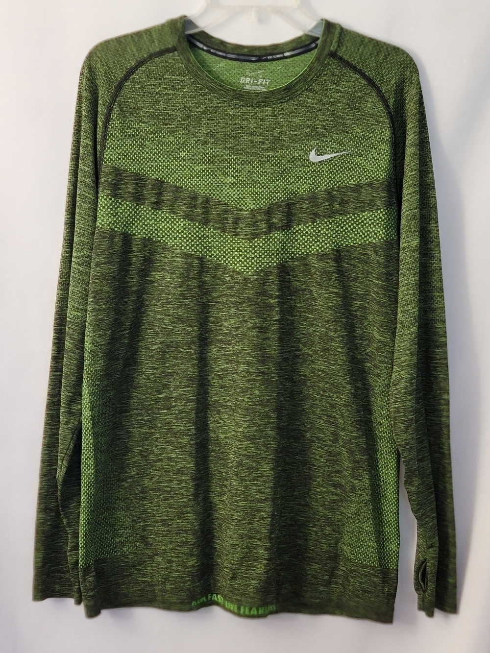 Nike Long Sleeve Dri-FIT Performance Olive Green Tee Size L